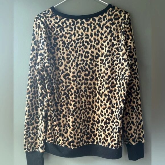 Kate Spade New York Leopard Print Velour Sweatshirt size small, fleece - Picture 2 of 7